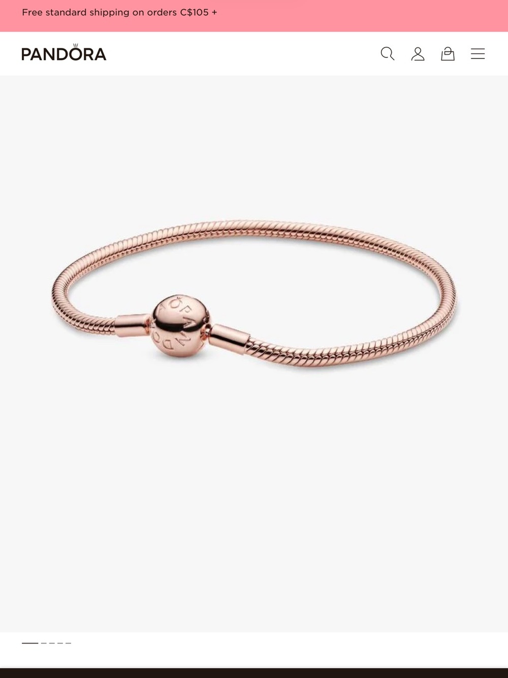 Pandora Moments Snake Chain Rose Gold Bracelet 7.1”